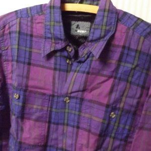 LADIES, SMALL, COTTON, PURPLE TONE BUTTON DOWN LONG SLEEVE CASUAL SHIRT
